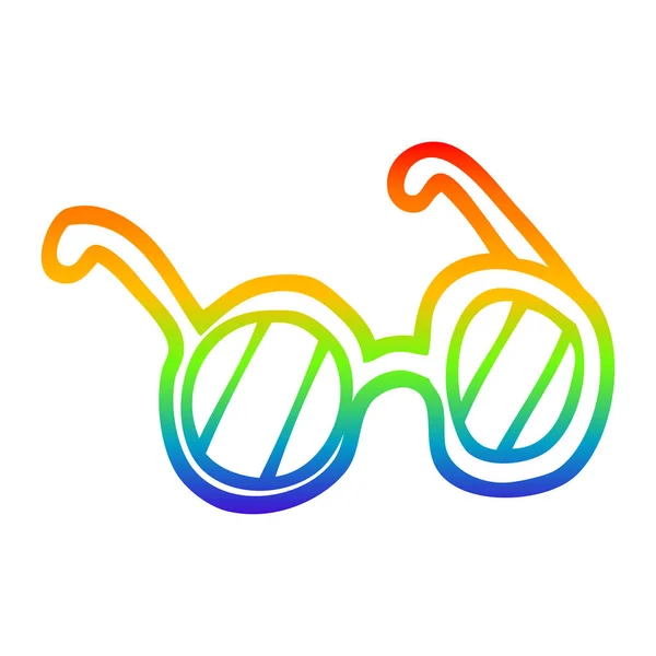 Arco iris gradiente línea dibujo dibujos animados gafas — Archivo Imágenes Vectoriales
