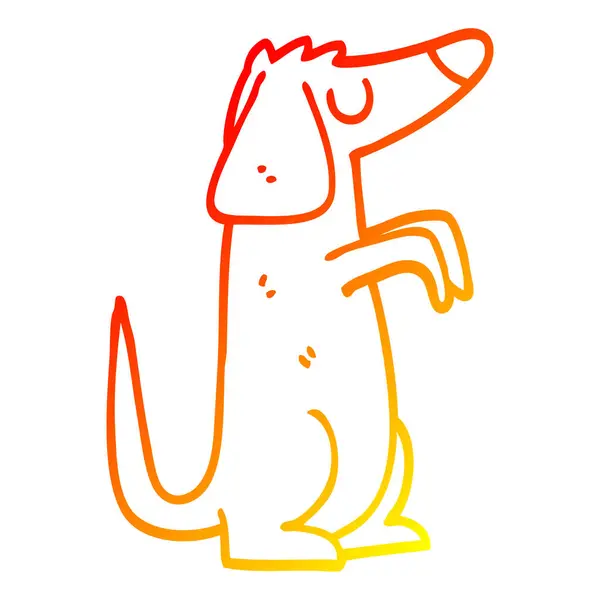 Meleg színátmenet vonal rajz karikatúra kutya — Stock Vector