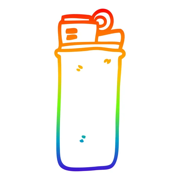 Rainbow gradient line drawing cartoon disposable lighter — Stock Vector