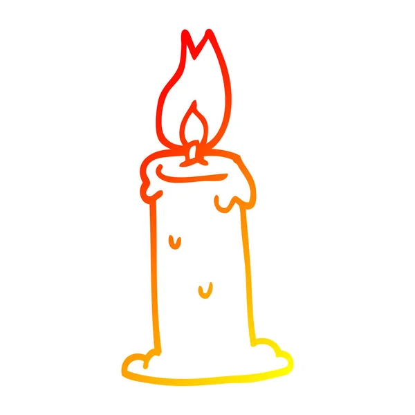 Тепла градієнтна лінія малювання мультяшної палаючої свічки — стоковий вектор