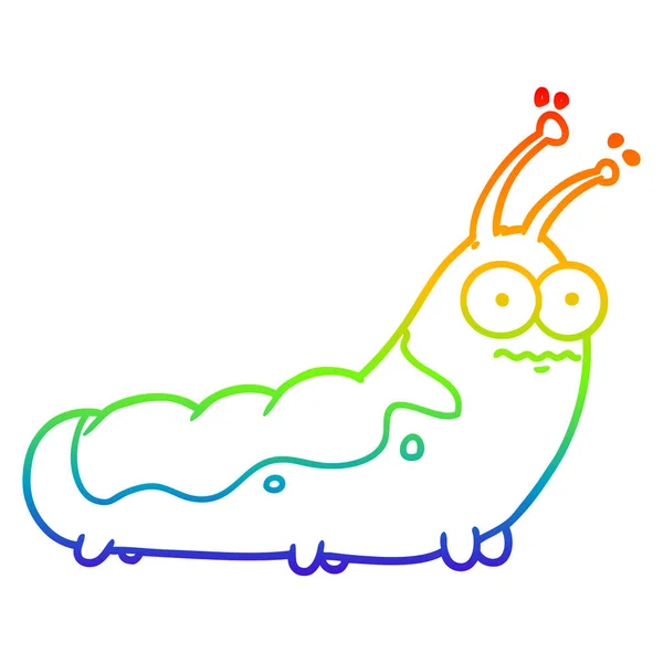Arco-íris linha gradiente desenho engraçado dos desenhos animados lagarta — Vetor de Stock