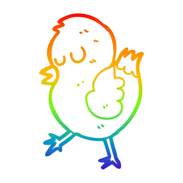 Regenbogen Gradienten Linie Zeichnung Cartoon Vogel — Stockvektor