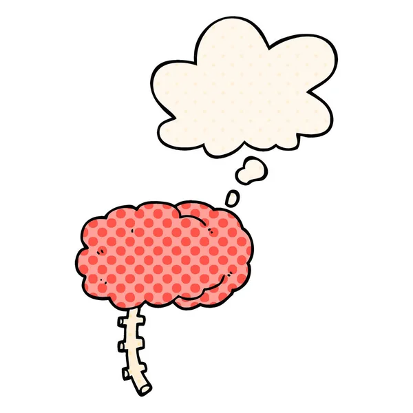 Karikatúra az agy és a gondolat buborék képregény stílusban — Stock Vector