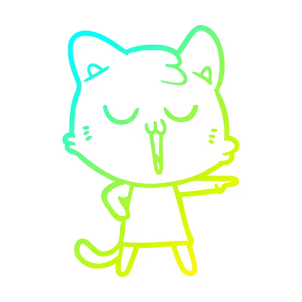 Hideg színátmenet vonal rajz karikatúra macska ének — Stock Vector