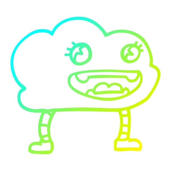 Línea de gradiente frío dibujo dibujos animados expresivo tiempo nube — Vector de stock