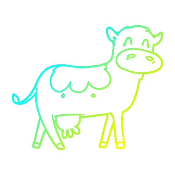 冷たいグラデーションライン描画漫画の乳牛 — ストックベクタ