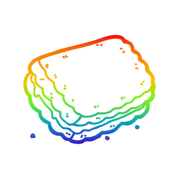 Linha gradiente arco-íris desenho de biscoito dos desenhos animados — Vetor de Stock