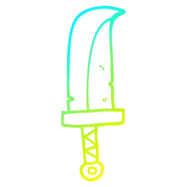 Línea de gradiente frío dibujo de la daga de dibujos animados — Vector de stock