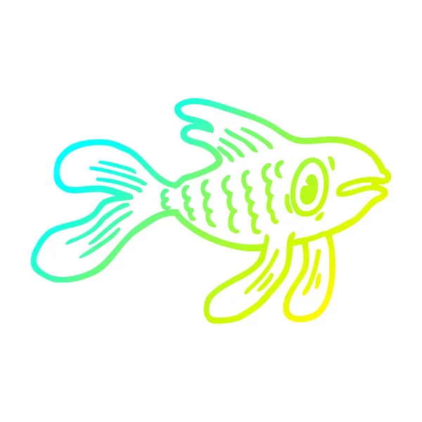Kall gradient linje ritning tecknad fisk — Stock vektor