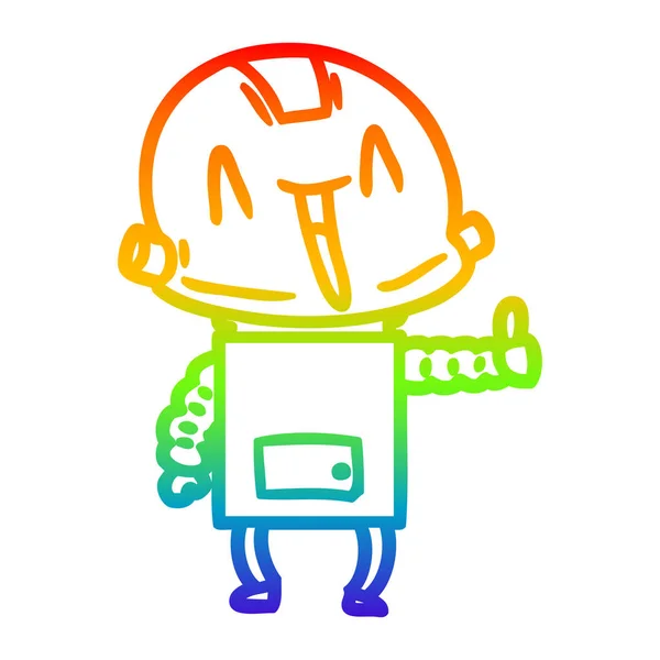 Regenbogen-Gradienten-Linie Zeichnung Cartoon Roboter — Stockvektor