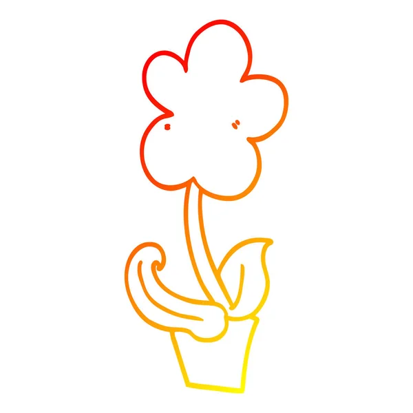 Warm gradient line drawing cute cartoon flower — Stock Vector