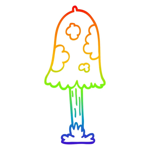 Arco-íris linha gradiente desenho cartoon cogumelo — Vetor de Stock