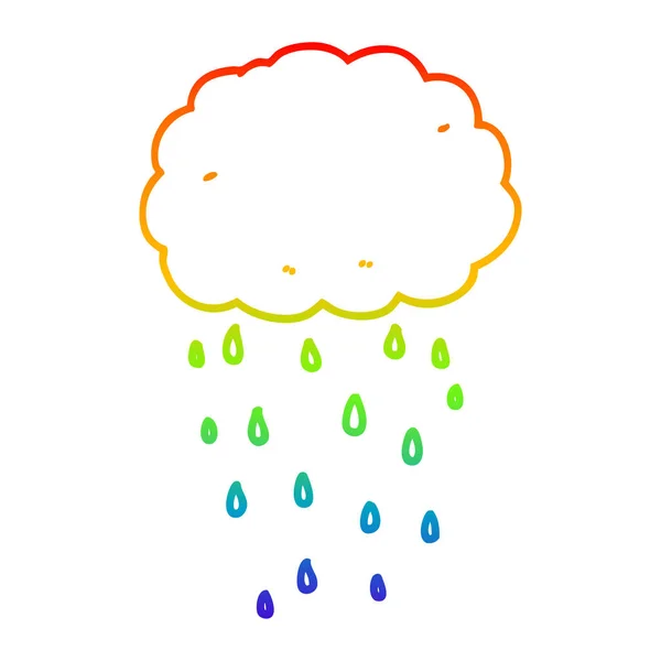 Rainbow gradient ligne dessin dessin dessin animé pluie nuage — Image vectorielle