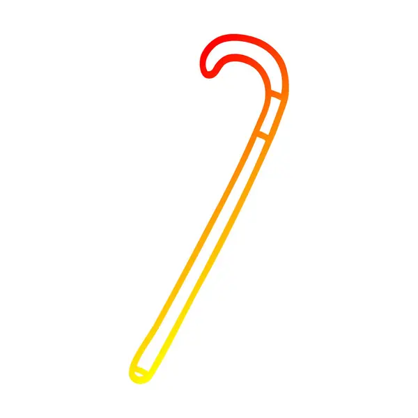 Warme kleurovergang lijntekening cartoon wandelstok — Stockvector