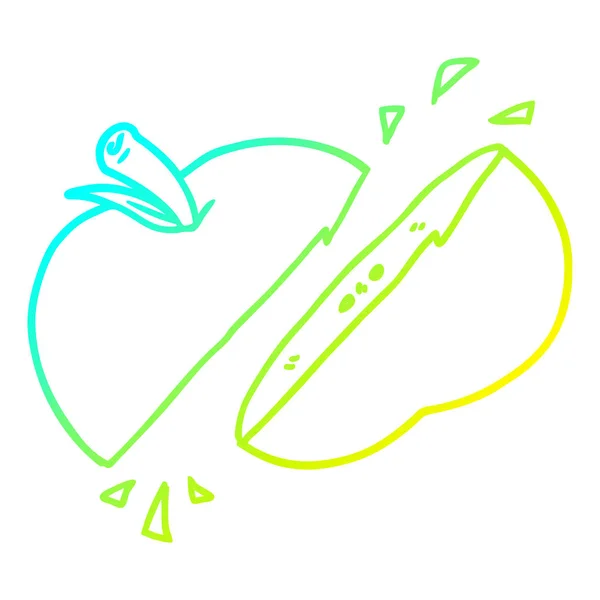 Studený gradient čára kreslení kreslené plátky jablko — Stockový vektor