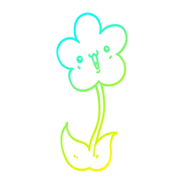 Koude gradiënt lijntekening cartoon bloem — Stockvector