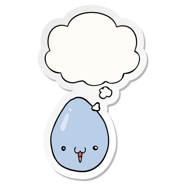 Telur kartun dan berpikir gelembung sebagai stiker dicetak - Stok Vektor