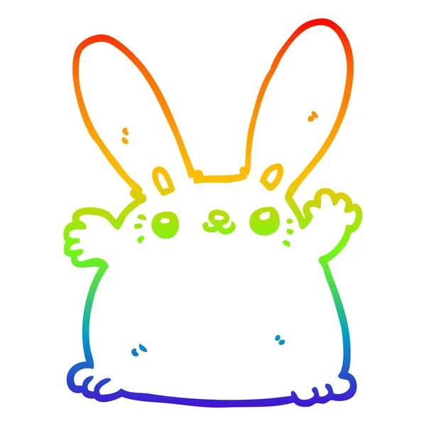 Regenbogen Gradienten Linie Zeichnung Karikatur Kaninchen — Stockvektor