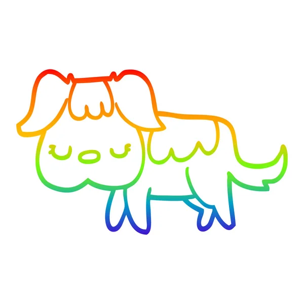 Arco iris gradiente línea dibujo dibujos animados perro — Vector de stock