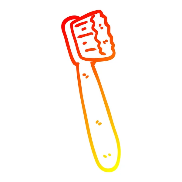 Línea de gradiente caliente dibujo cepillo de dientes de dibujos animados — Vector de stock