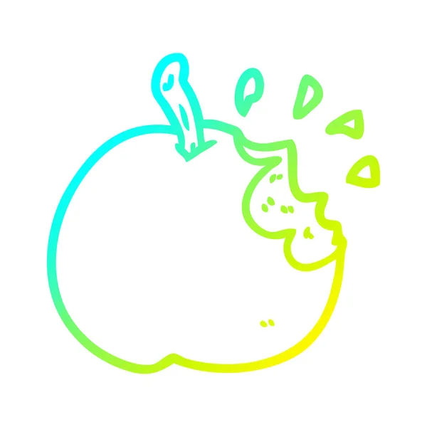 Studená Přechodová čára kreslení čerstvě pokousaný jablko — Stockový vektor