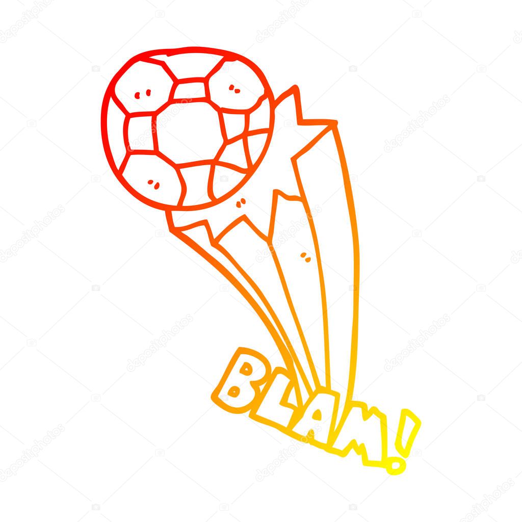 warm gradient line drawing cartoon kicked soccer ball