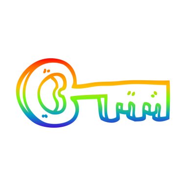 gökkuşağı gradyan çizgi çizim karikatür altın anahtar