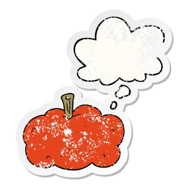 karikatür kabak ve sıkıntılı yıpranmış etiket olarak kabarcık düşünce