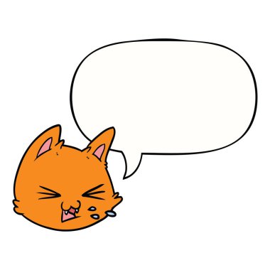 tükürme karikatür kedi yüz ve konuşma balonu