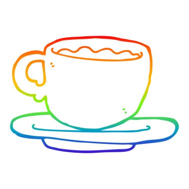 gökkuşağı degrade çizgi çizim çay karikatür fincan