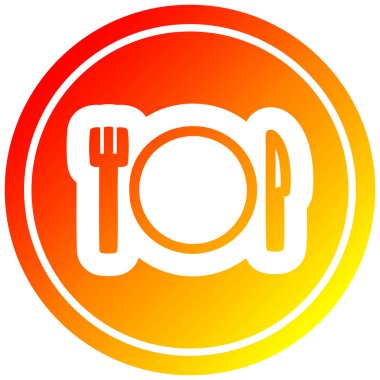 sıcak degrade spektrumda bıçak çatal ve plaka dairesel