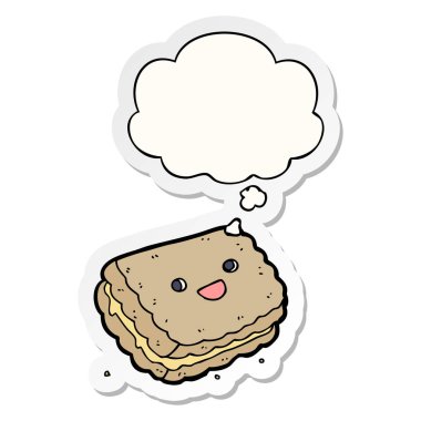 karikatür bisküvi ve baskılı bir etiket olarak kabarcık düşünce