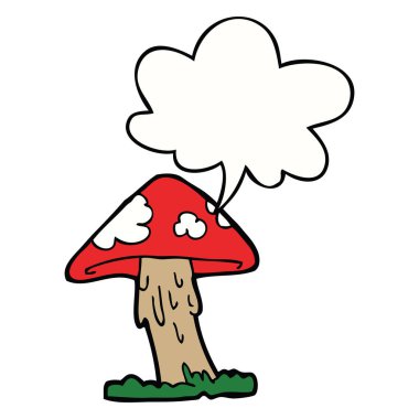 karikatür mantar ve konuşma balonu