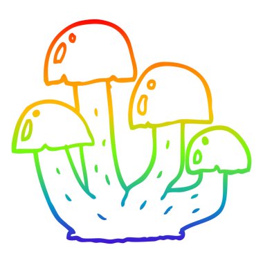 gökkuşağı gradyan çizgi çizim karikatür mantar