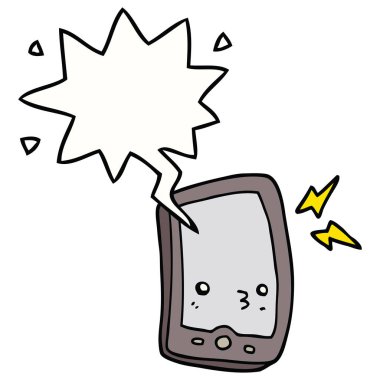 karikatür cep telefonu ve konuşma balonu