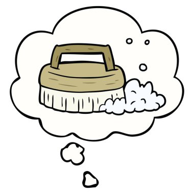 karikatür ovma fırça ve düşünce balonu