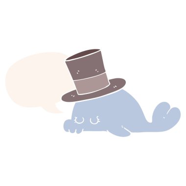 retro tarzı sevimli karikatür yunus ve konuşma balonu