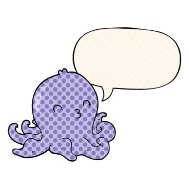 çizgi film ahtapot ve çizgi roman tarzında konuşma balonu