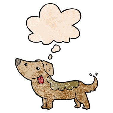 karikatür köpek ve grunge doku desen tarzında düşünce balonu