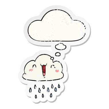 karikatür fırtına bulut ve sıkıntılı yıpranmış stic olarak kabarcık düşünce
