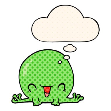 çizgi film kurbağa ve çizgi roman tarzında düşünce balonu