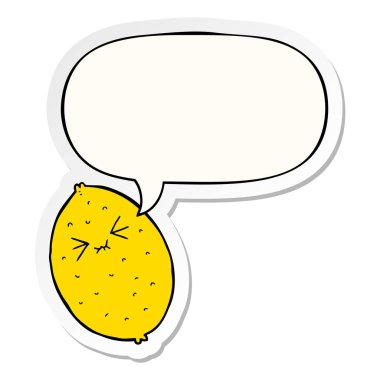 karikatür acı limon ve konuşma kabarcık etiket