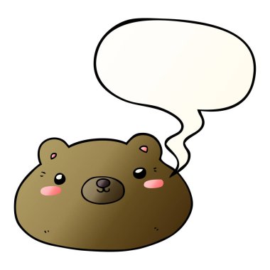 düzgün degrade tarzında karikatür ayı ve konuşma balonu