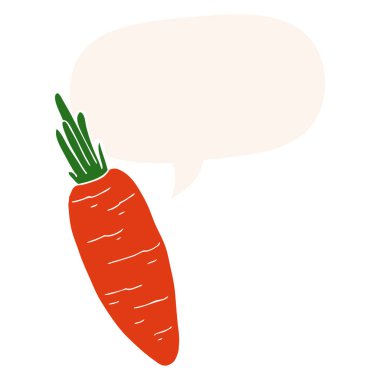 retro tarzıkarikatür havuç ve konuşma balonu