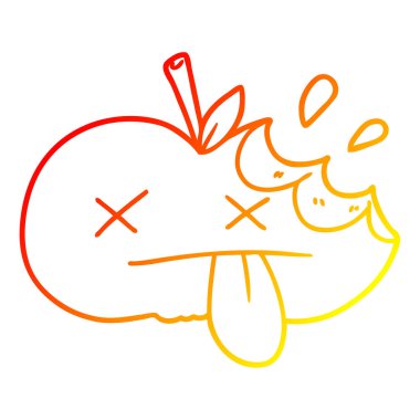 sıcak degrade çizgi çizim karikatür ısırmış elma