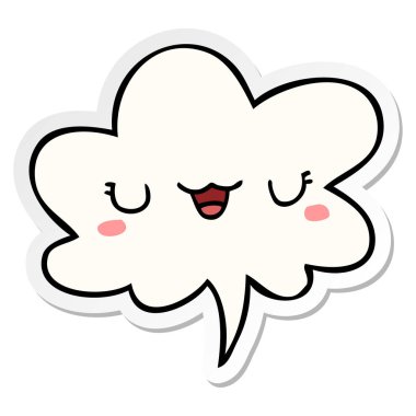 sevimli karikatür yüz ve konuşma kabarcık etiket