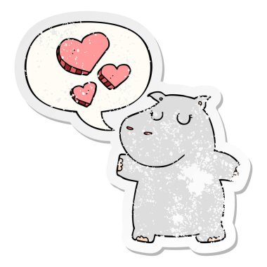 aşk ve konuşma balonu sıkıntılı etiket karikatür su aygırı