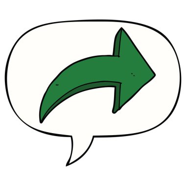 karikatür işaret ok ve konuşma balonu