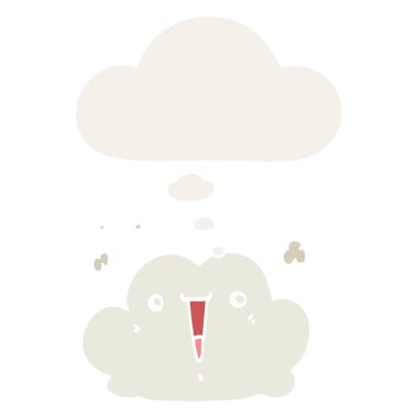 retro tarzında sevimli karikatür bulut ve düşünce balonu