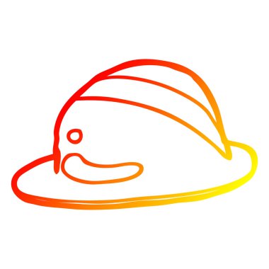 sıcak degrade çizgi çizim karikatür bowler şapka